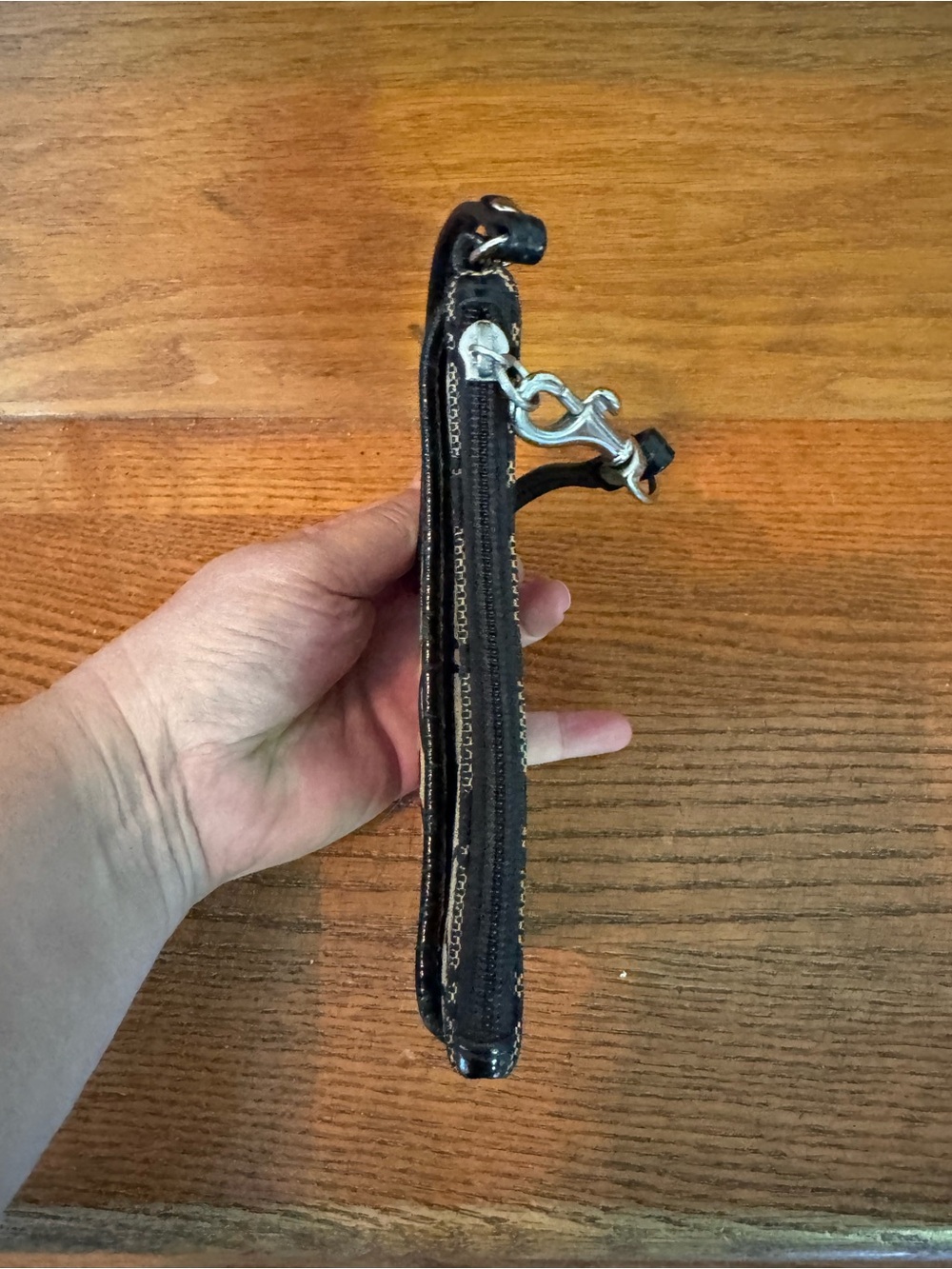 Coach Black and Khaki Signature Wristlet - Picture 3 of 4